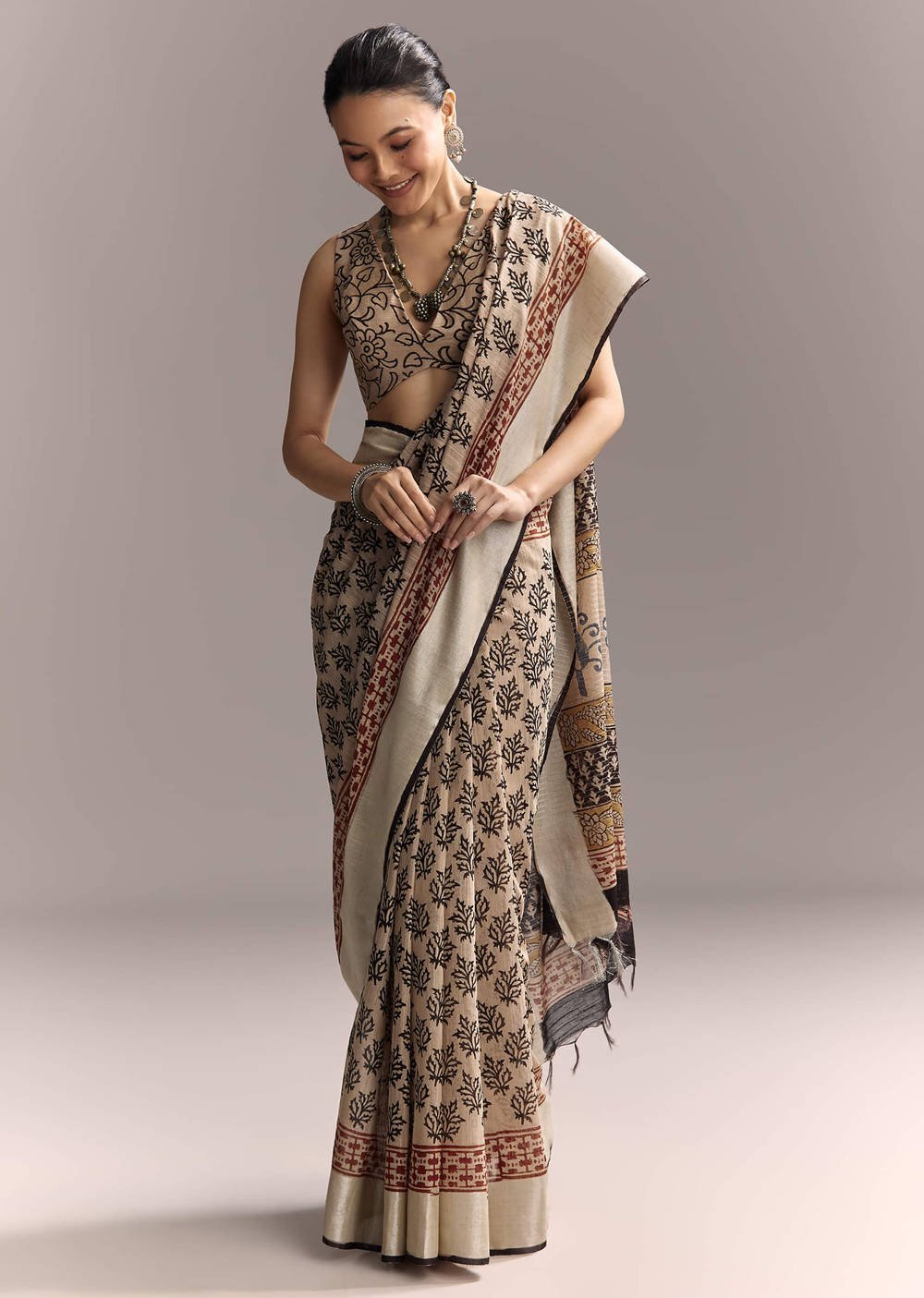 Ajrakh Cream Linen